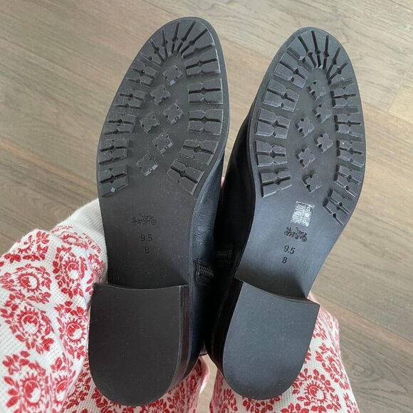 Coach Easton Sleek Knee High Leather Boots w Gold Buckle Hardware Black Sz 9.5 - Picture 6 of 13